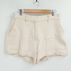 Bahhgoose Shorts Women XL Cream‎ Textured Cotton High Rise Coastal Boho Neutral